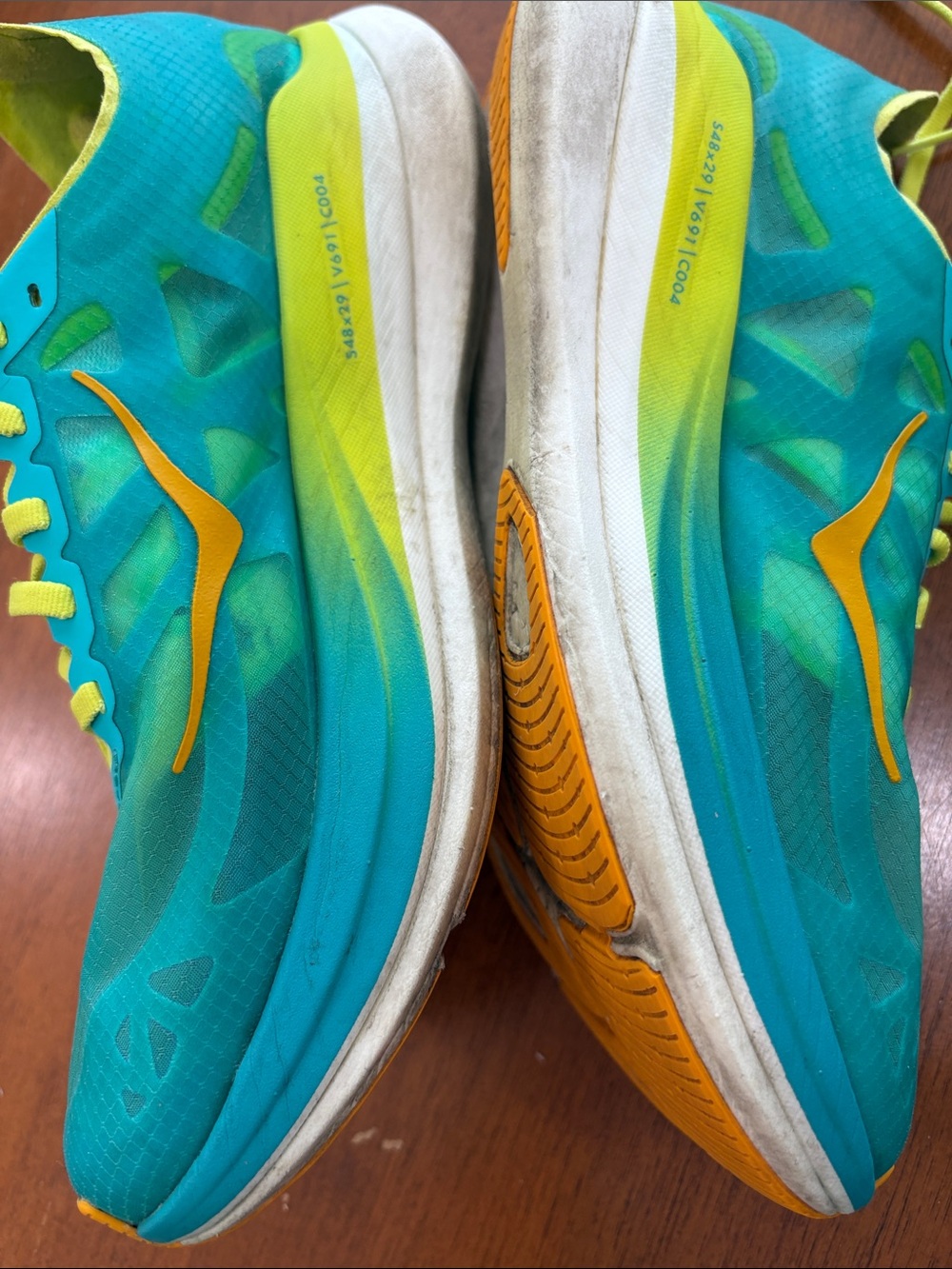 Hoka Women’s Teal & Lime Performance Running Sneakers - Picture 7 of 13